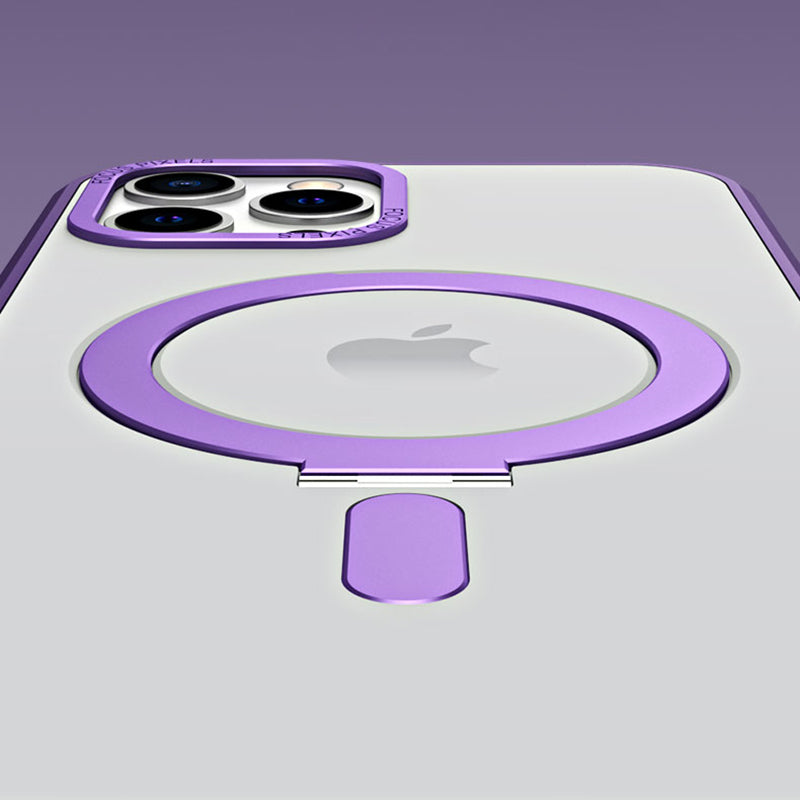 For iPhone 12 Pro 6.1 inch Skin-touch Phone Case Compatible with MagSafe Electroplating Camera Frame Design Anti-fall PC TPU Kickstand Cover For iPhone 12 Pro 6.1 inch Skin-touch Phone Case Compatible with MagSafe Electroplating Camera Frame Design Anti-fall PC TPU Kickstand Cover
